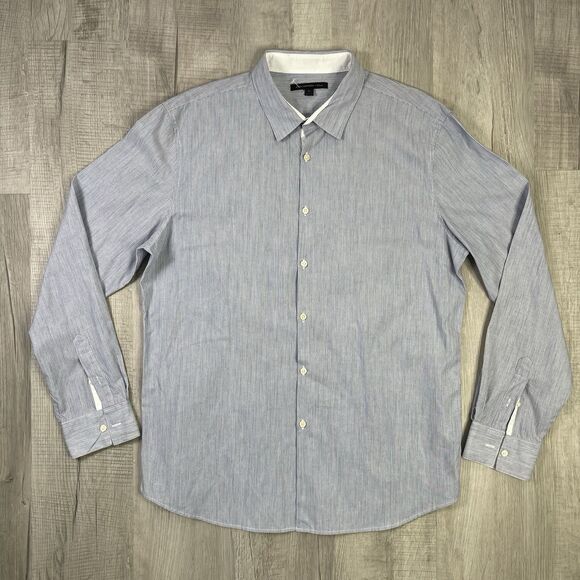 New John Varvatos Mens XL Light Blue Pin Stripes Seersucker Button Shirt O - Picture 1 of 9